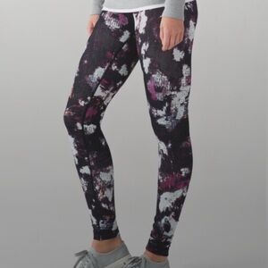 lululemon athletica Wunder Under Pant Leggings - Black and Purple Kara Blossom